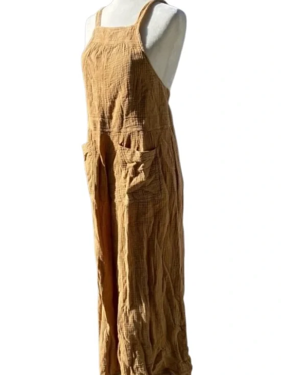 Free People Cyprus Wide leg Overalls Jumpsuit Brown size S - Picture 7 of 12